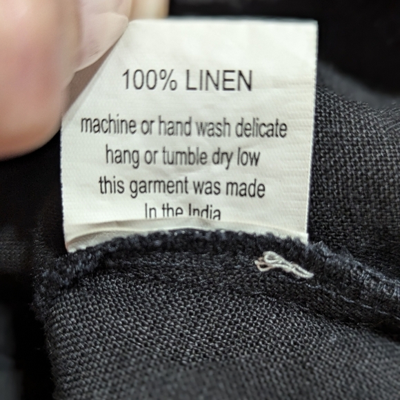 Vintage 90s Heart’s Desire Linen Black Embroidered Boho Cottagecore Dress S - Picture 5 of 16